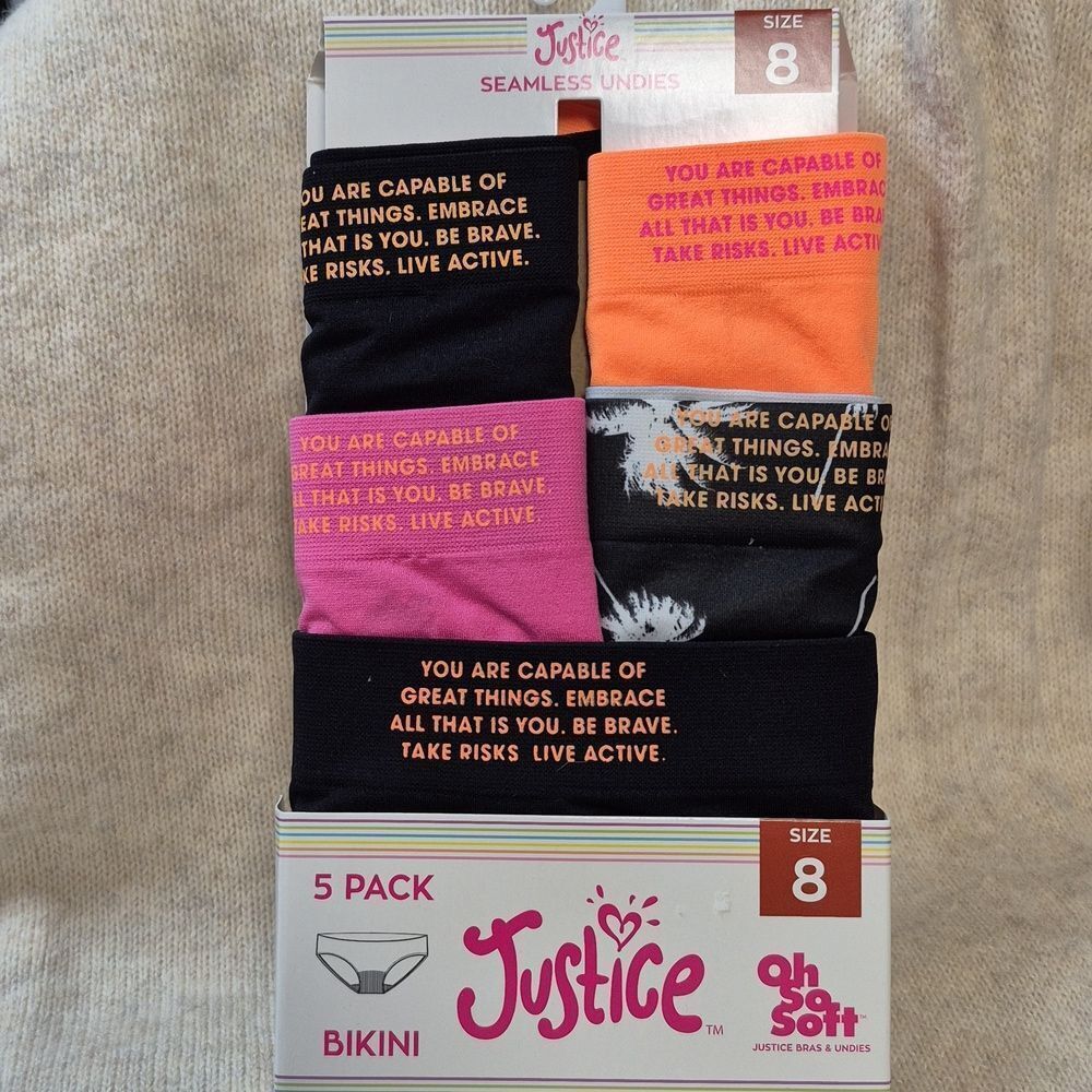 Justice Bikini Underwear 8 - Pack of 5 - New